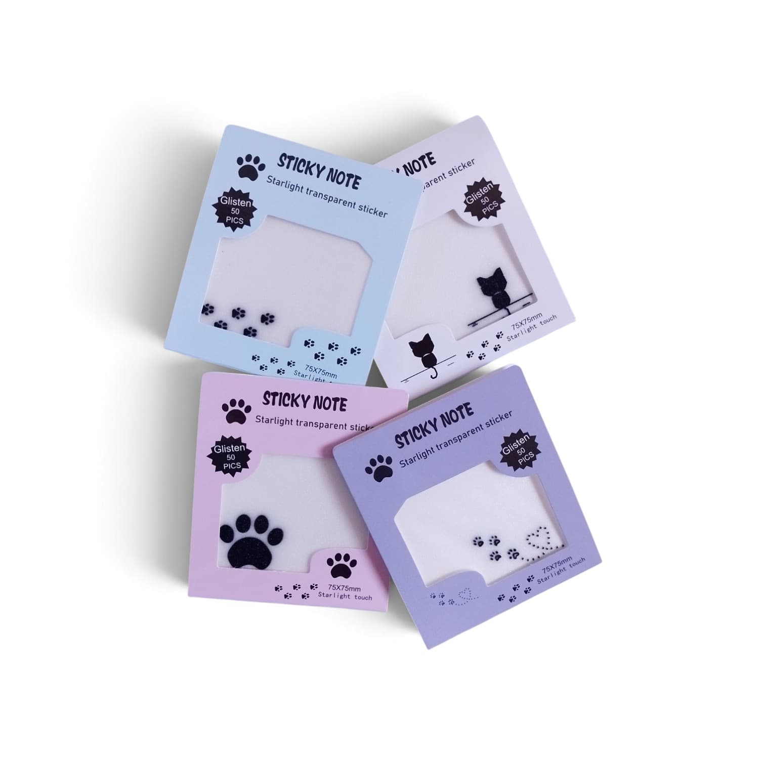 Notas adhesivas: Transparentes con glitter