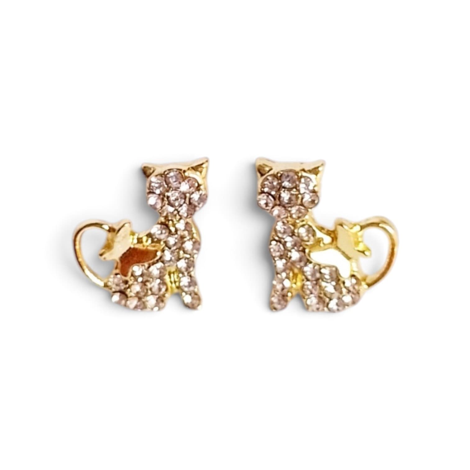 Aros con Strass: Gato y mariposa