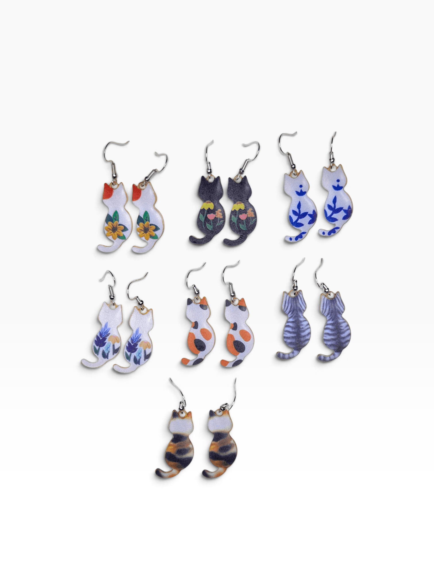 Aros colgantes: Gato de espaldas (Acrílico)